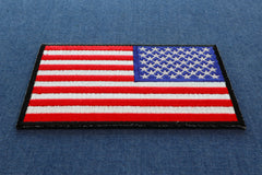 Reversed US Flag Patch 4 Inch Black Border - 4x2.5 inch