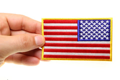 Reversed US Flag Patch 4 Inch Yellow Border - 4x2.5 inch