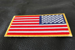 Reversed US Flag Patch 4 Inch Yellow Border - 4x2.5 inch