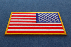 Reversed US Flag Patch 4 Inch Yellow Border - 4x2.5 inch