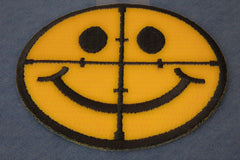 Sniper Scope Smiley Face Funny Iron on Patch - 3x3 inch