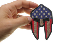 Spartan Helmet US Flag Patriotic Iron on Patch - 2.5x4 inch