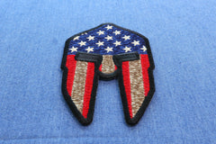 Spartan Helmet US Flag Patriotic Iron on Patch - 2.5x4 inch