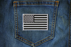 Subdued Black White US Flag Patch - 3x2 inch