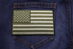 Subdued Green American Flag Patch - 5x3 inch