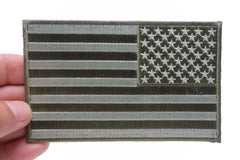 Green American Flag Patch Reversed - 5x3 inch