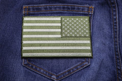 Green American Flag Patch Reversed - 5x3 inch