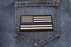 Subdued US Flag With Blue Stripe Patch - 3.5x2 inch