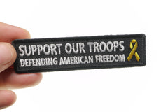 Support Our Troops Defending American Freedom Patriotic Iron on Patch - 4x1 inch