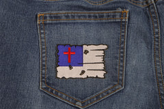 Tattered Christian Flag Patch - 3x2 inch