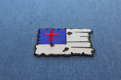 Tattered Christian Flag Patch - 3x2 inch