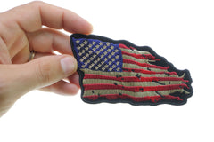 Tattered US American Flag Patch Small - 4x3 inch