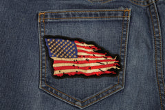 Tattered US American Flag Patch Small - 4x3 inch