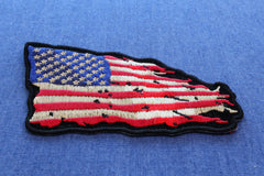 Tattered US American Flag Patch Small - 4x3 inch