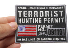 Terrorist Hunting Permit Funny Military Morale Patch - 3.75x3 inch