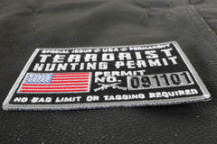 Terrorist Hunting Permit Funny Military Morale Patch - 3.75x3 inch