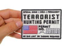 Terrorist Hunting Permit White Patch - 3.75x3 inch