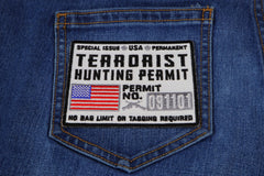 Terrorist Hunting Permit White Patch - 3.75x3 inch