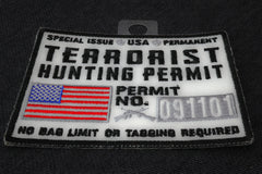 Terrorist Hunting Permit White Patch - 3.75x3 inch