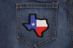 Texas Map Texas Flag Black Border Patch - 3.25x3 inch