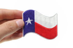 Texas Waving Flag White Border Patch - 3x2 inch