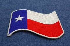 Texas Waving Flag White Border Patch - 3x2 inch