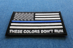 Blue Stripe American Flag Patch - These Colors Don't Run - for Jackets and Vests - 3x2 inch