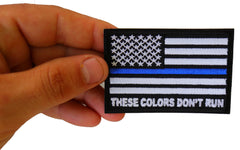 Blue Stripe American Flag Patch - These Colors Don't Run - for Jackets and Vests - 3x2 inch