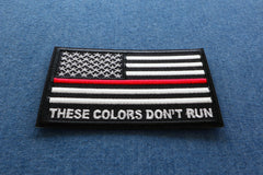 These Colors Don't Run Red Line US Flag Patch - 3x2 inch