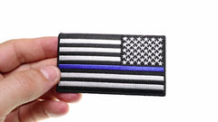 Thin Blue Line American Flag Reversed Patch - 3.5x2 inch