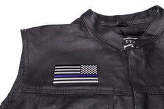 Thin Blue Line American Flag Reversed Patch - 3.5x2 inch