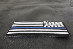 Thin Blue Line American Flag Reversed Patch - 3.5x2 inch