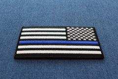 Thin Blue Line American Flag Reversed Patch - 3.5x2 inch