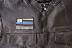 Thin Blue Line American Flag These Colors Don't Run Patch - 3.5x2.1 inch