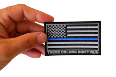 Thin Blue Line American Flag These Colors Don't Run Patch - 3.5x2.1 inch