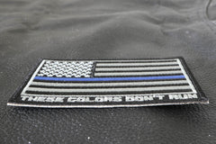 Thin Blue Line American Flag These Colors Don't Run Patch - 3.5x2.1 inch