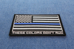 Thin Blue Line American Flag These Colors Don't Run Patch - 3.5x2.1 inch