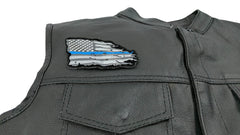 Thin Blue Line American Tattered Flag Patch - 4x3 inch