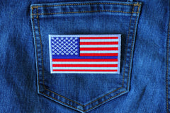 Blue Stripe US Flag Patch for Police - 3.5x2 inch