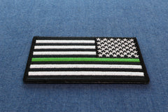 Thin Green Line American Flag Reversed Patch - 3.5x2 inch