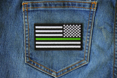 Thin Green Line American Flag Reversed Patch - 3.5x2 inch