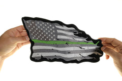 Green Stripe American Flag Patch - 11.75x9 inch