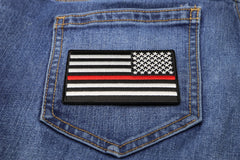 Thin Red Line American Flag Reversed Patch - 3.5x2 inch