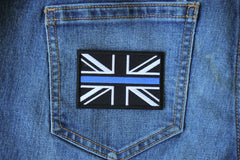 UK Flag Patch with Blue Line for Police - 3x2 inch