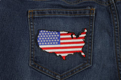 Unites States Map With US Flag Patch - 4x2.5 inch