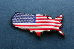 Unites States Map With US Flag Patch - 4x2.5 inch