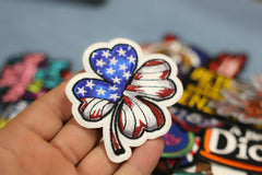 US Flag 4 Clover Leaf Patch - 3x3 inch