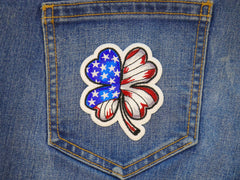 US Flag 4 Clover Leaf Patch - 3x3 inch