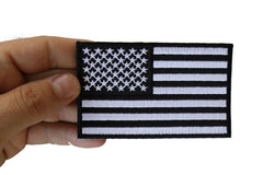 US Flag Black White Patch 4 Inch - 4x2.5 inch