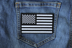 US Flag Black White Patch 4 Inch - 4x2.5 inch